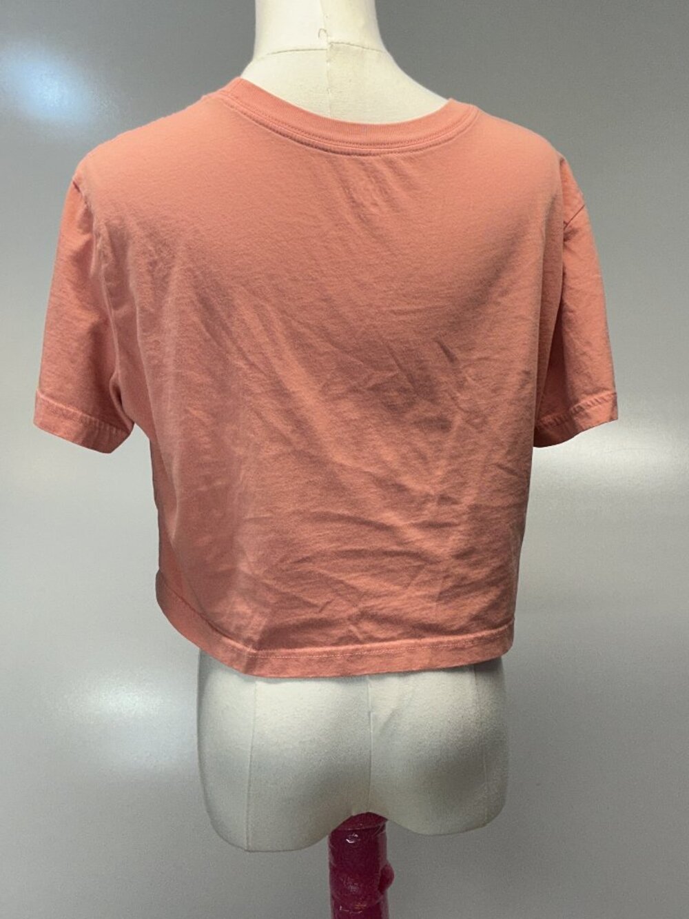 Nike Sportswear Essential Crop Top Peach Graphic Tee Futura Swoosh Size S - Picture 10 of 12
